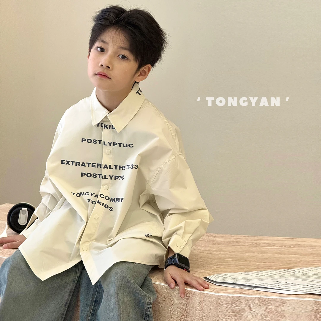 男童长袖衬衫2025年春装新款时尚上衣中大童帅气儿童衬衣TY02922