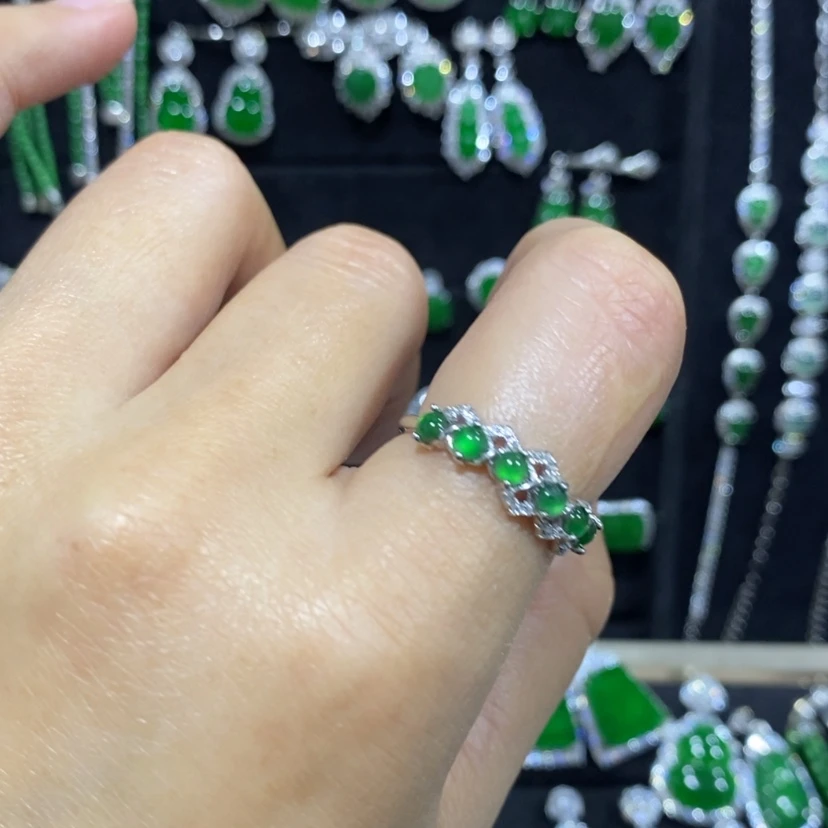 【闪购商品】翡翠戒指银S925镀金镶嵌