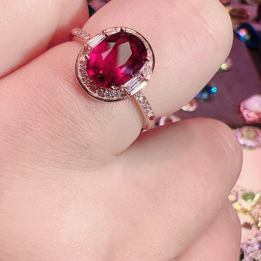 碧玺碧玺戒指银S925镶嵌