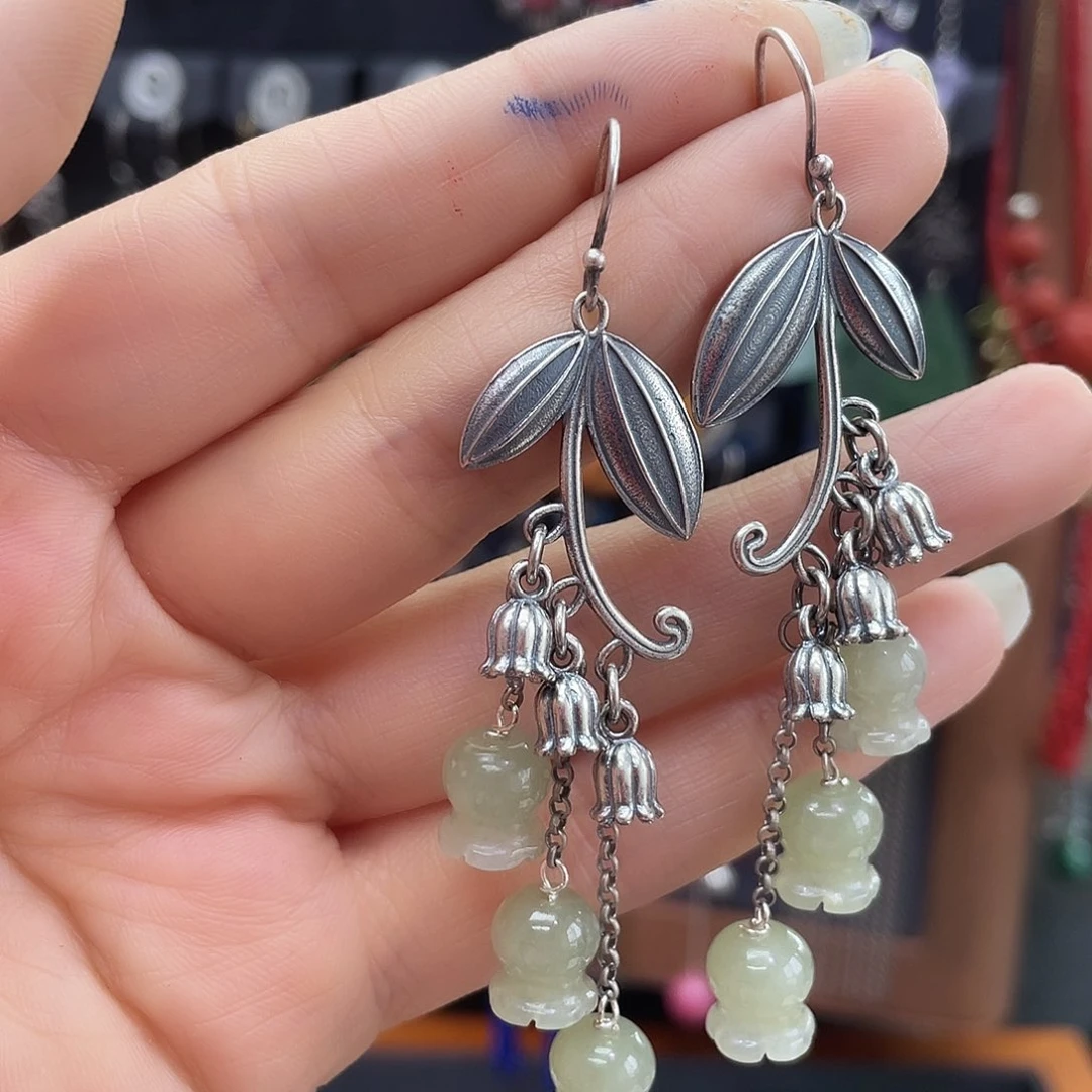 和田玉银S925镶嵌耳饰爱****尊209ghhggh