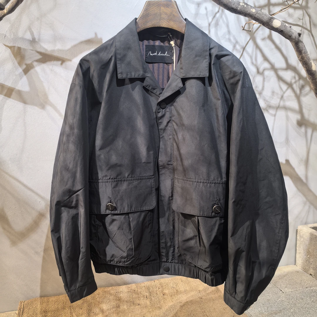 北纬三十度原创设计师品牌男装春季时尚休闲百搭翻领宽松黑色夹克