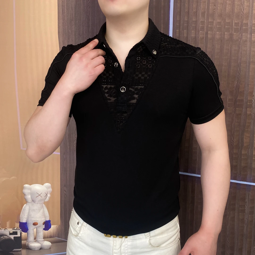 《花纹叠影》夏季Polo衫百搭网红商务修身帅气潮流翻领男士高品质