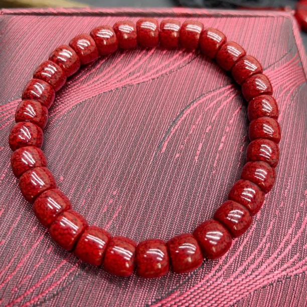 含辰砂工艺品晶体砂8mm老型珠素圈手链