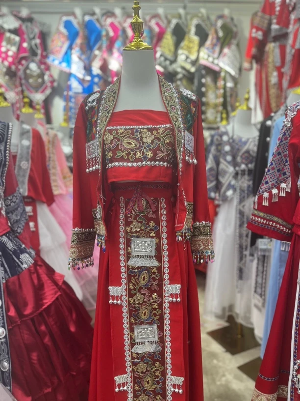 民族服装套装外套民族服网红新娘婚纱红色舞台公主长款礼服