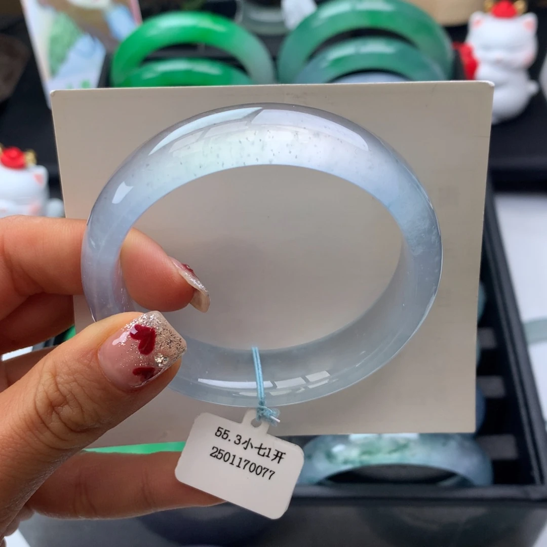 翡翠手镯未镶嵌55-56蓝紫玻璃钢正圈定金