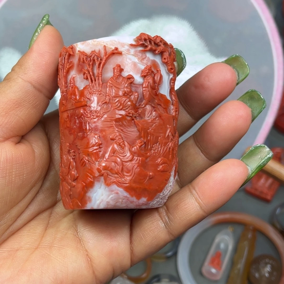 南红玛瑙未镶嵌竹林七贤