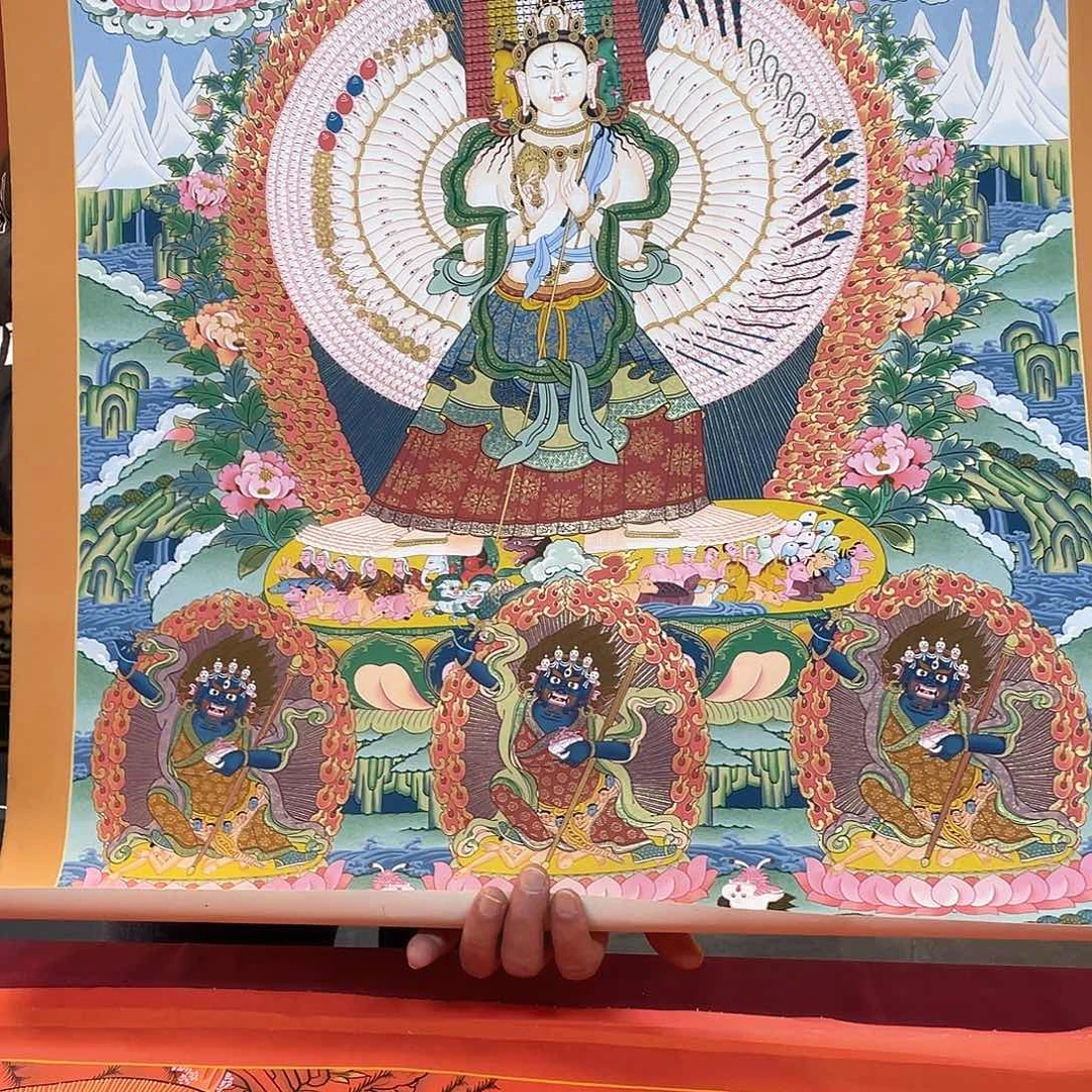 装裱画58×75彩唐大白伞