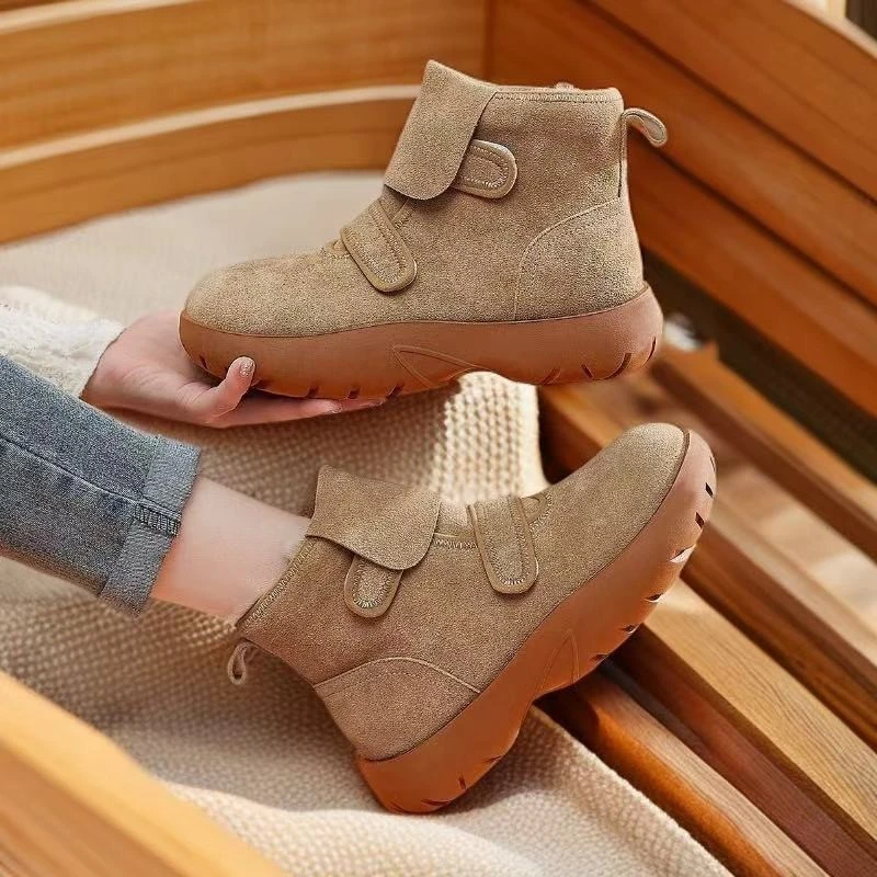 雪地靴女2025冬季新款短靴欧货反绒厚底加绒加厚棉鞋女学生