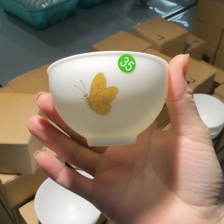 孤品羊脂玉清仓专场猪油白茶杯两个35