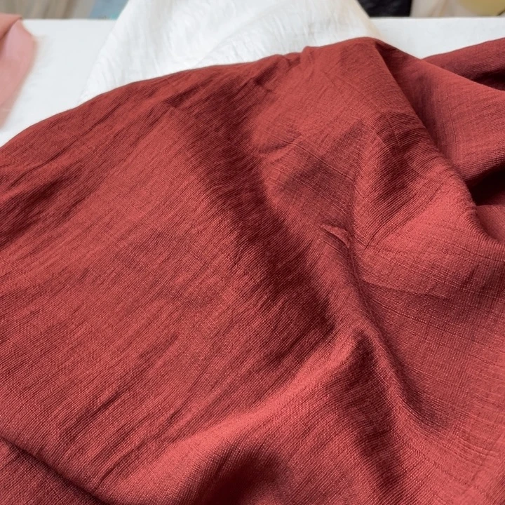 天丝（莱赛尔纤维）酒红棉麻2米