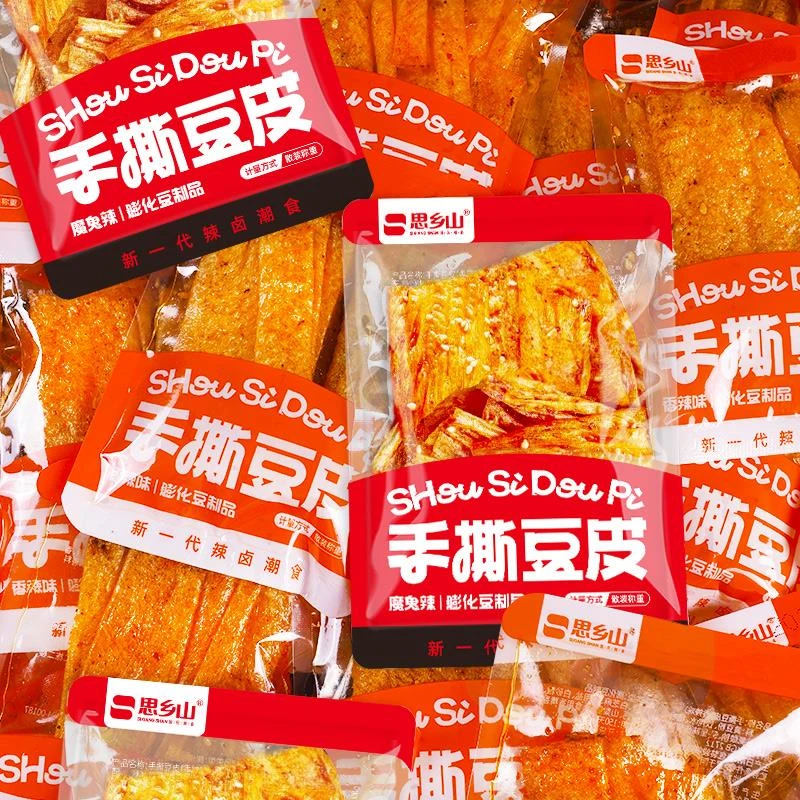 湖南特产手撕豆皮卷香辣辣条辣片追剧解馋小零食童年回忆经典小吃