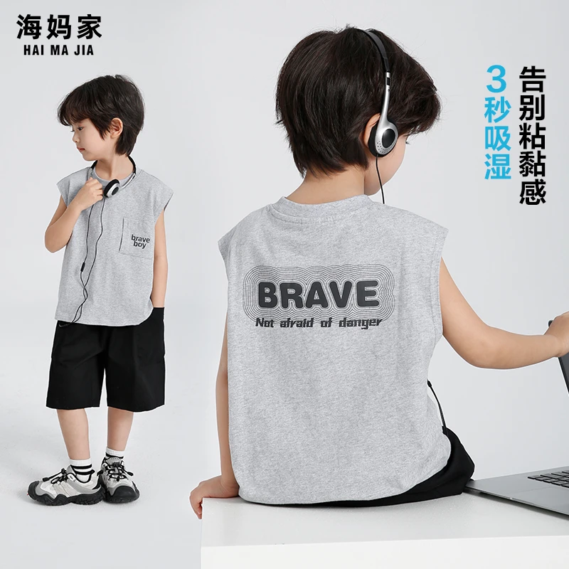男童无袖背心新款夏季韩版中大童纯棉T恤潮|25bg05