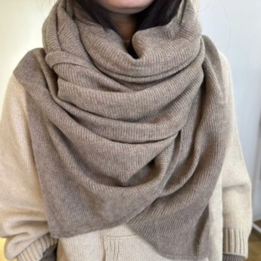欧单定制 100%羊绒围巾披肩女秋冬季加厚针织提花围巾