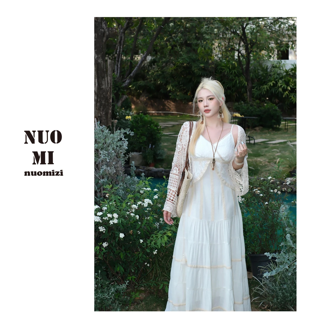 ZOZ糯米子[空织衫]夏季蕾丝防晒外搭女装外衫2025显瘦辣妹风罩衫