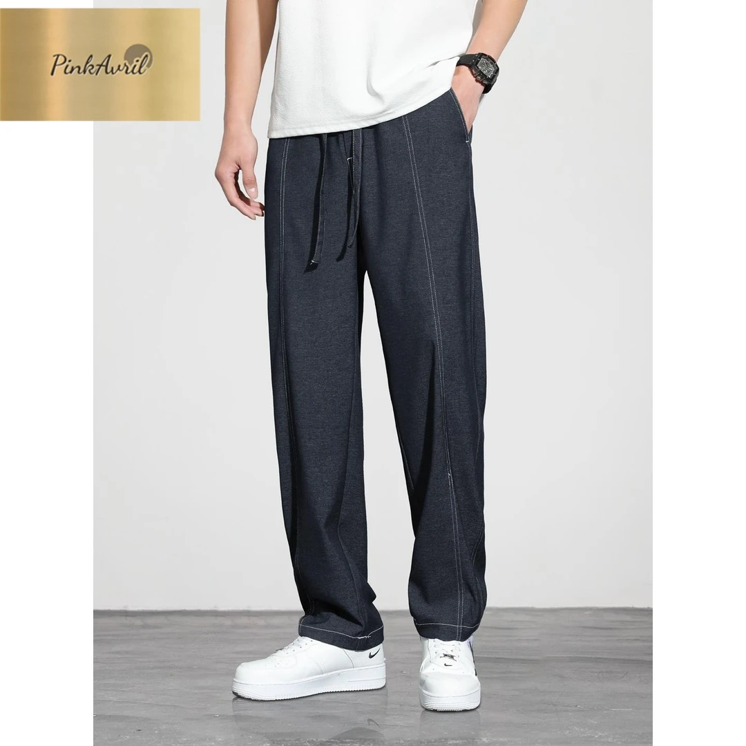 PinkAvril垂感阳离子牛仔裤男款夏季2025新款宽松冰丝薄款直筒裤