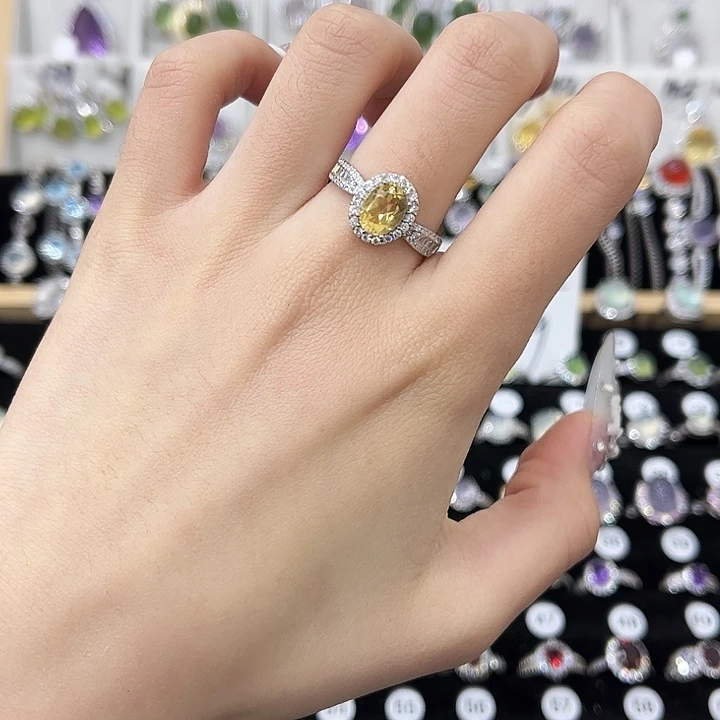 发晶戒指银S925镶嵌