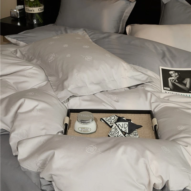 高端100支纯棉提花四件套轻奢长绒棉床单被套床笠全棉床上用品