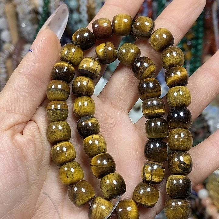 玛瑙/玉髓未镶嵌珠宝半成品天然虎眼老型珠卡10mm