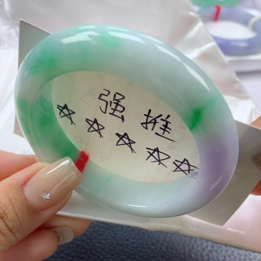 翡翠手镯未镶嵌缅甸天然翡翠手镯54正