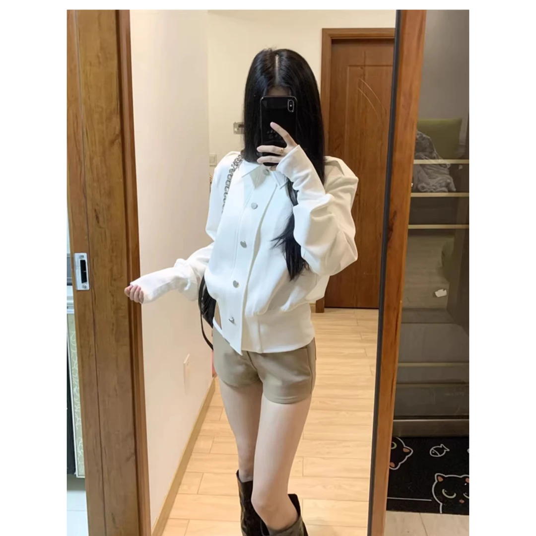 韩系名媛千金小香风宽肩立领螺纹宽松夹克显瘦休闲百搭外套上衣