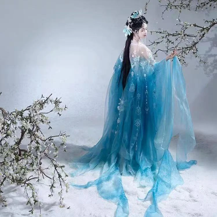 【绯雪公主 】重工刺绣蝴蝶飘片大袖松紧裙汉服女