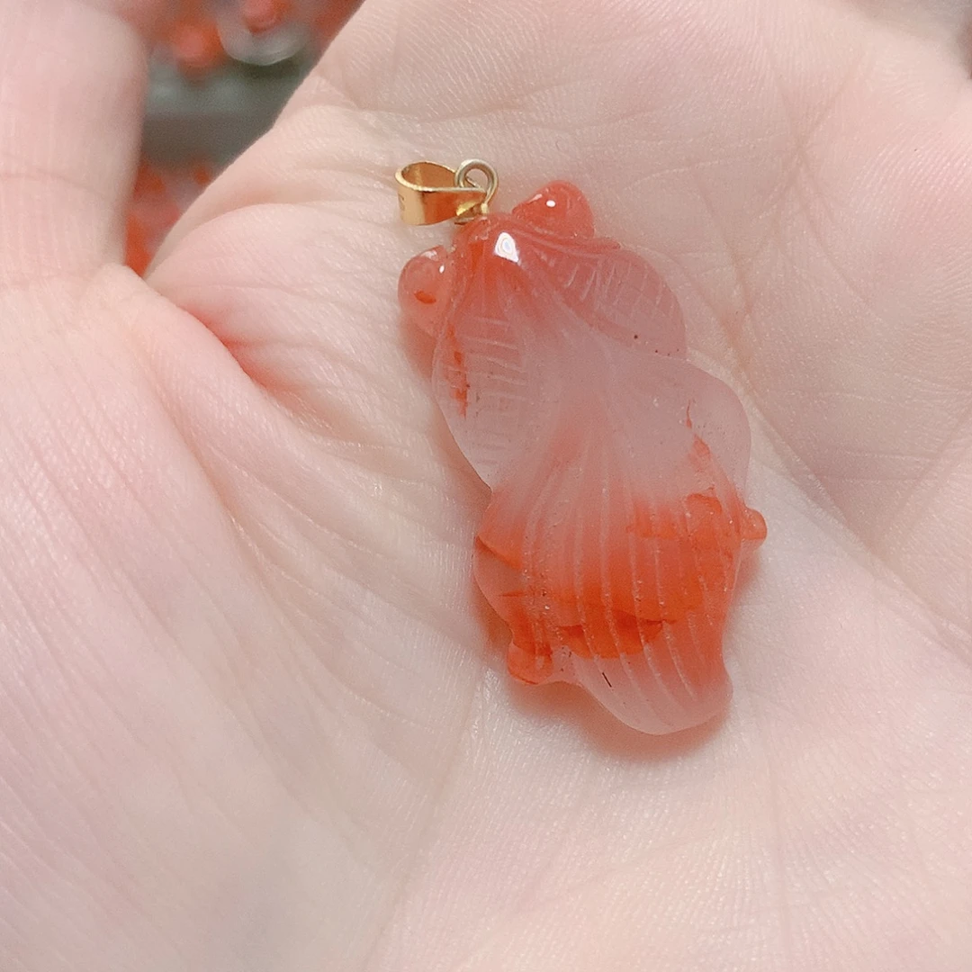 南红玛瑙银S925镶嵌吊坠(不含链)