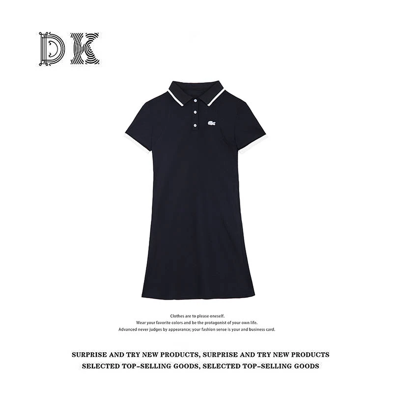 DK 2025女装 夏季新款时尚拼色polo领修身短袖连衣裙19922