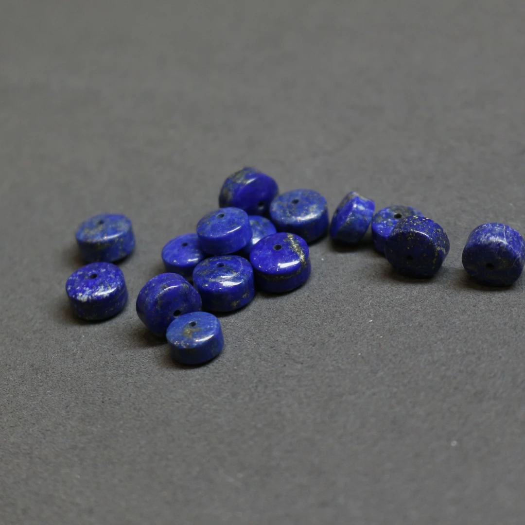 【鹿鹿珠宝】天然青金石圆片隔珠P042