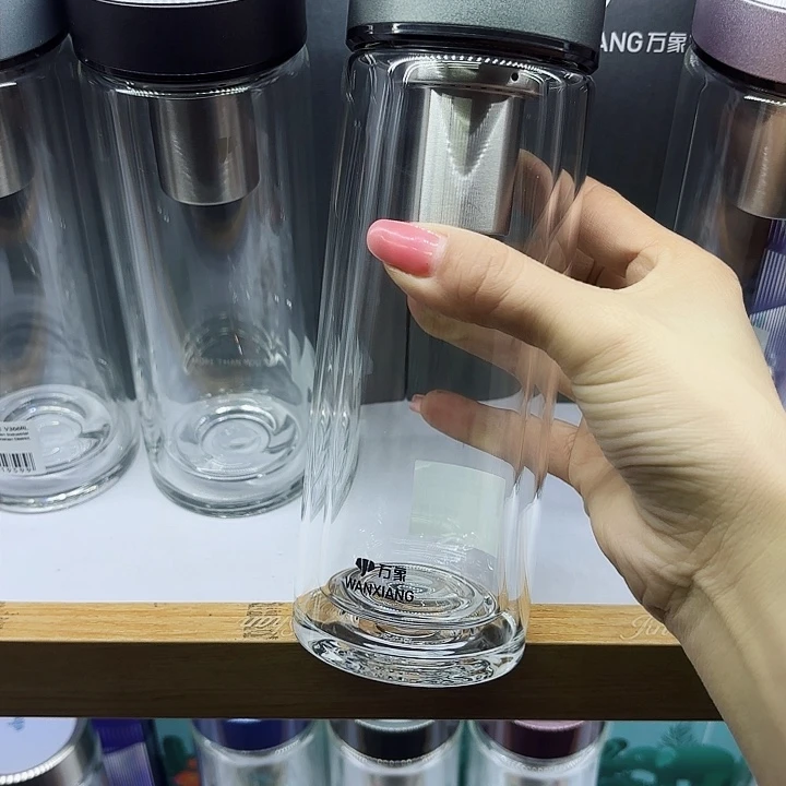 万象品牌双层玻璃杯V366RL橄榄灰