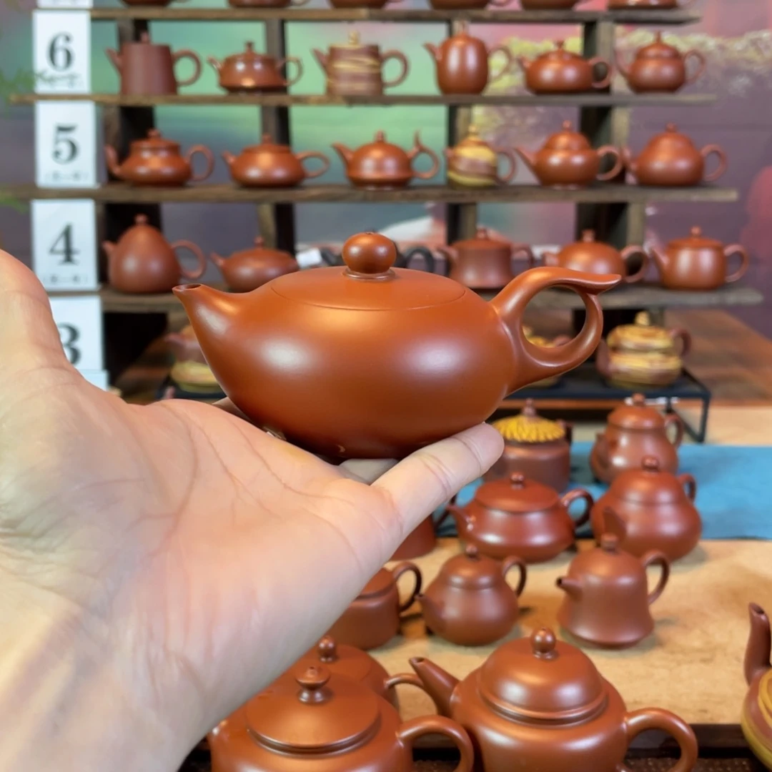 茶壶紫砂Q*N潮州手工手拉朱泥凤鸣壶
