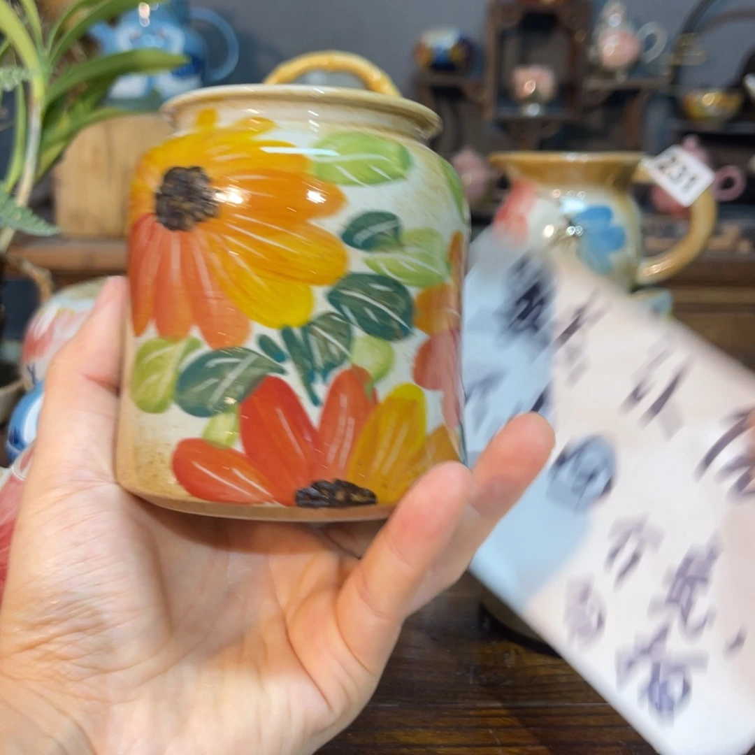 壶素浅陶瓷手工手绘