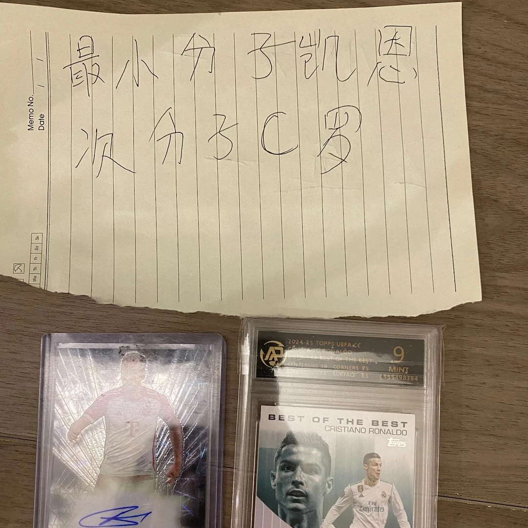 球星卡最小分子凯恩，次分子C罗