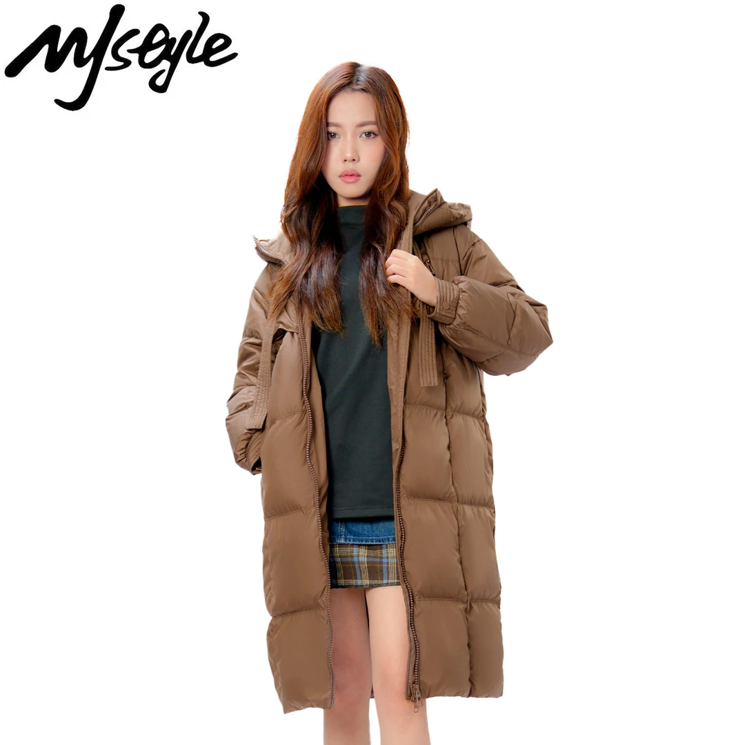 MJSTYLE女款冬季设计感百搭时尚显瘦长款保暖羽绒服上衣新款