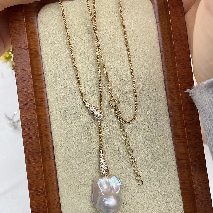 淡水珍珠银S925镶嵌颈饰