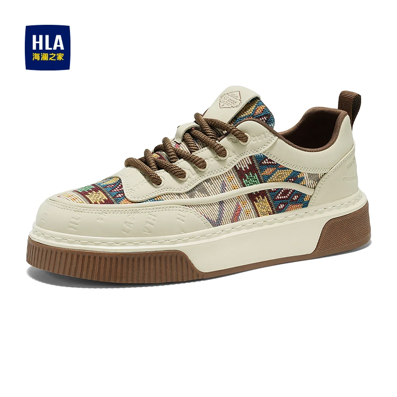 HLA/海澜之家25年秋冬男鞋国风刺绣潮鞋增高舒适时尚百搭休闲板鞋