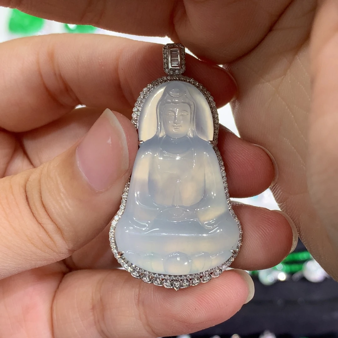 翡翠18K金镶嵌吊坠(不含链)吊坠