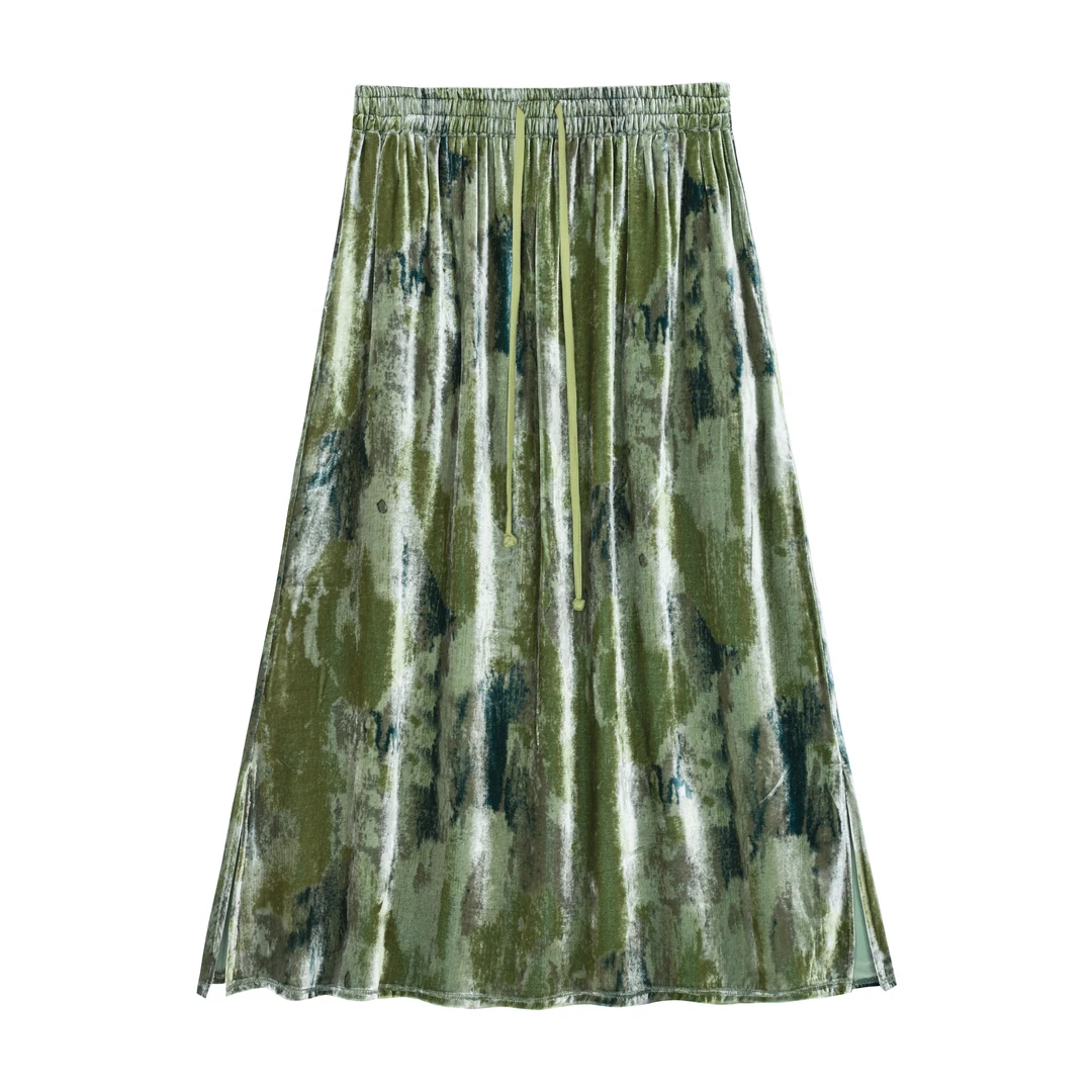 三宋-100桑蚕丝丝绒半身裙1059