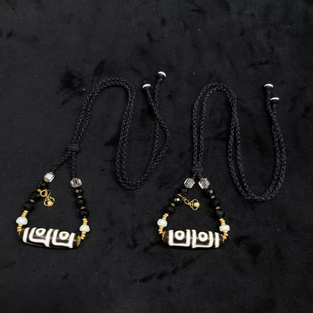 【曹美丽精选】H02350-玛瑙diy脖挂（四眼）-多样性发其一-12*38mm