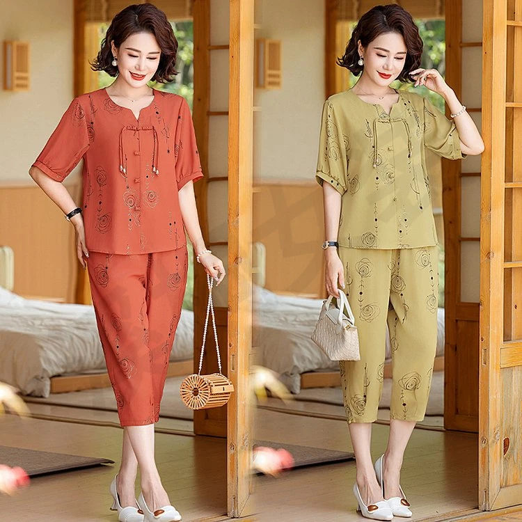 裙子裤子洋气时尚妈妈装新款连衣裙上衣气质长裙中年装休闲套装