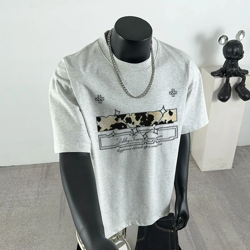 JTRT美式重磅纯棉复古印花短袖T恤男女夏季hiphop宽松高街风上衣