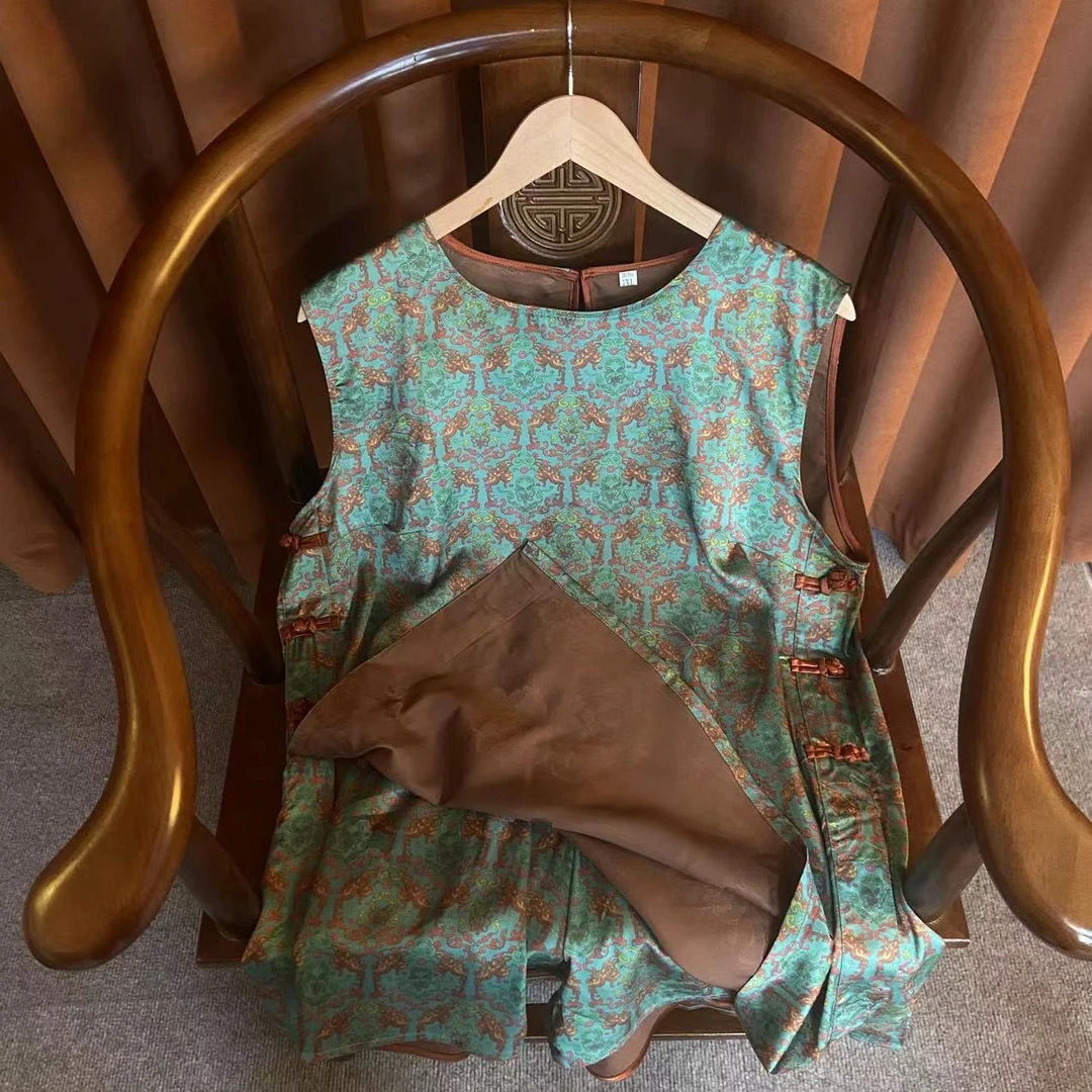 【沐歌】气质国潮新中式套装上衣短裤中国风女装宽松复古两件套