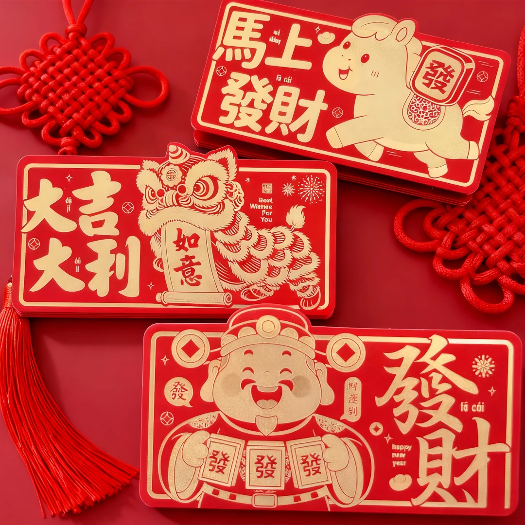 2026马年红包袋6卡折叠式加厚国潮春节压岁钱利是封过年财神红包