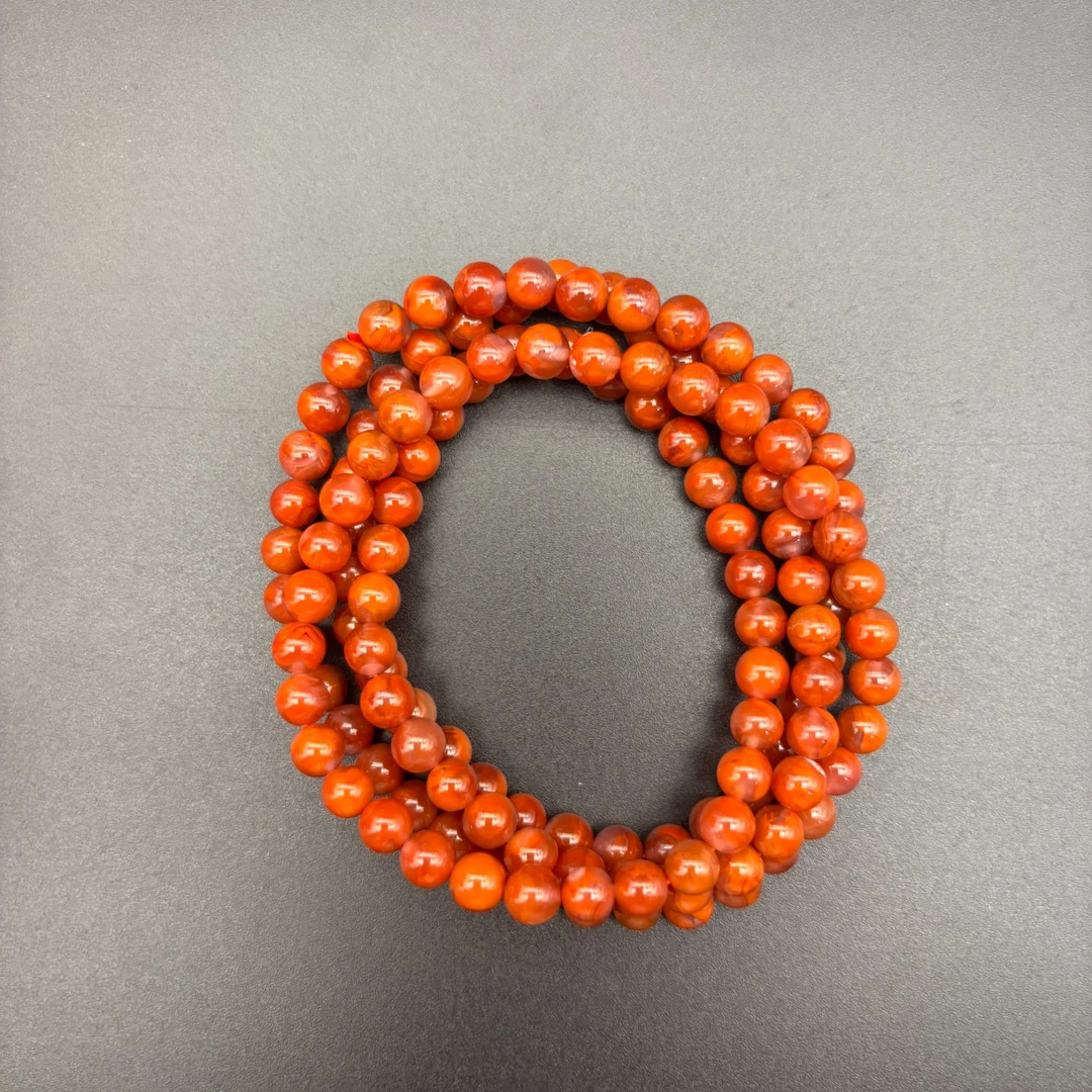 【无滤镜】九口火焰纹5.5mm+ 南红多圈手串圆珠