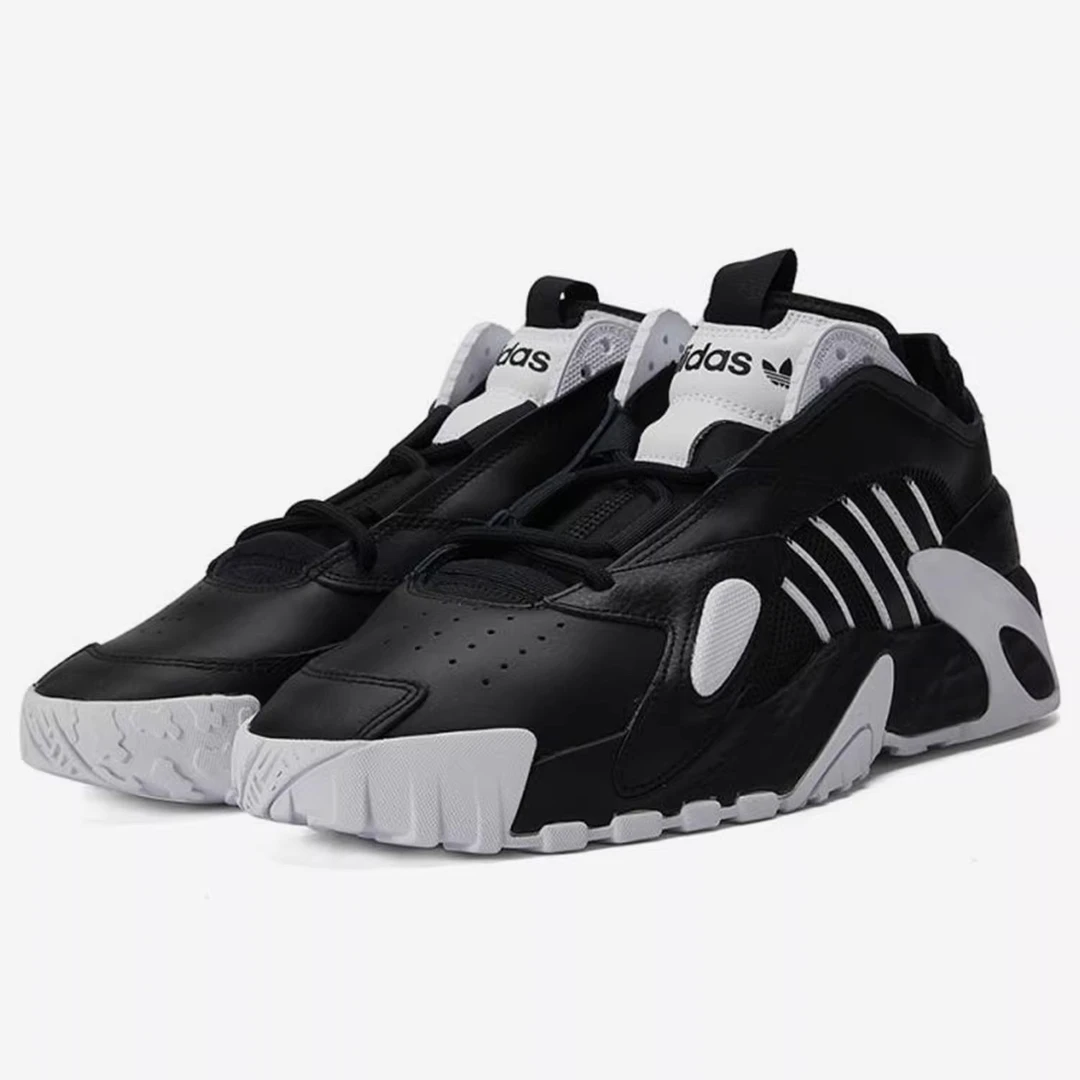 【微瑕】adidas 圆头系带减震防滑 低帮篮球鞋男女同款黑白 FY7101