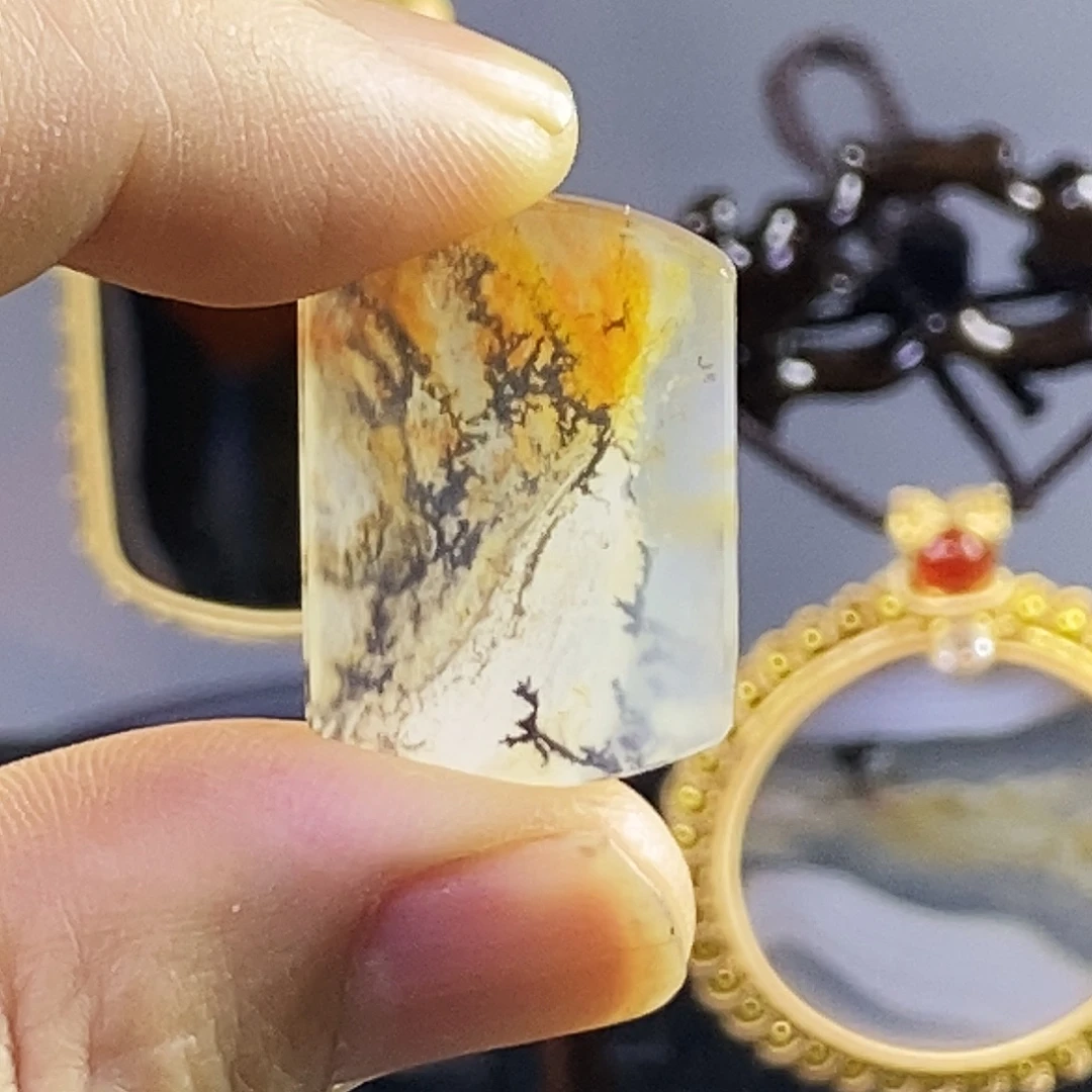 雅***室合成碳硅石非金属时尚图纹画面石饰品