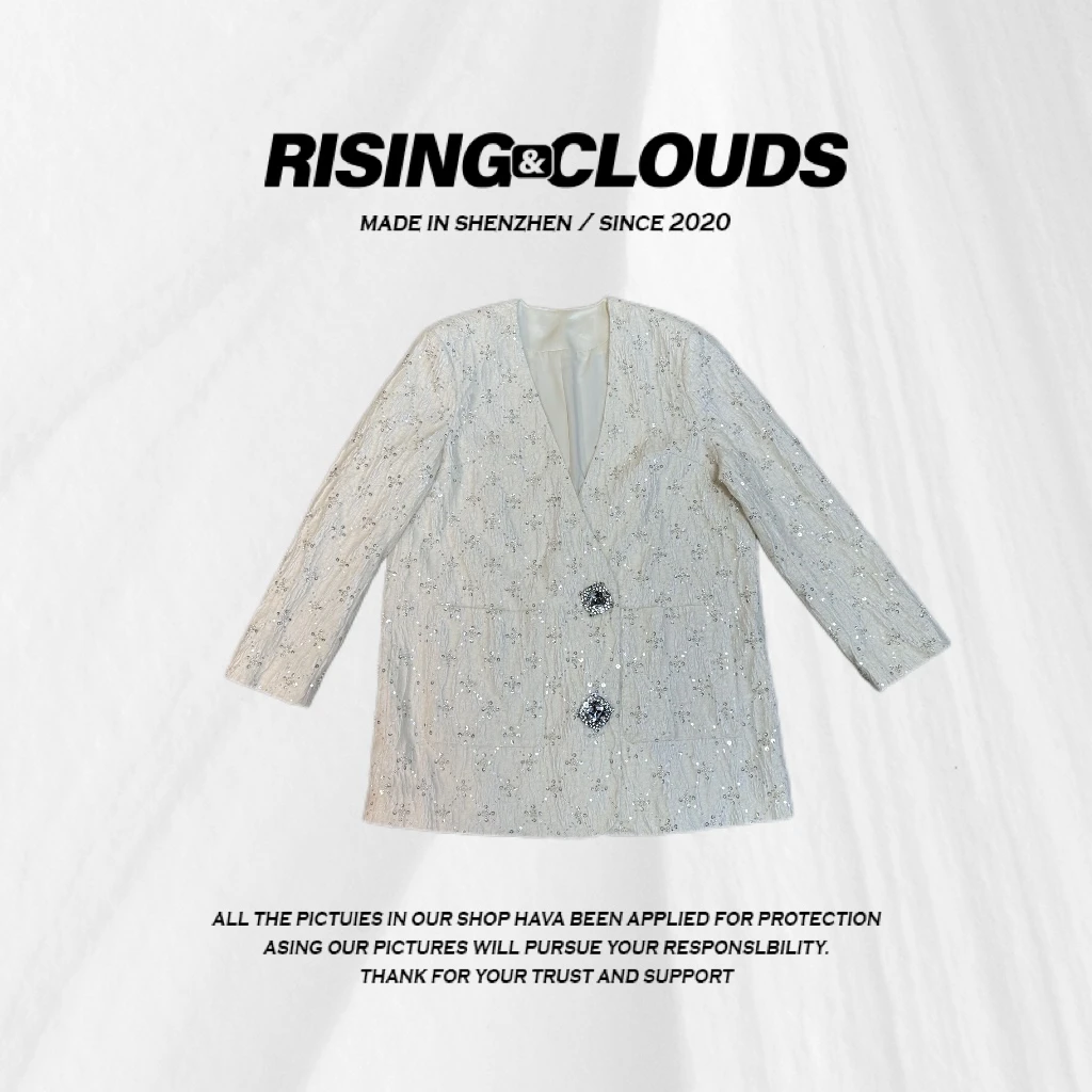 RISING&CLOUDS莎莎【枫秋】显瘦时尚2024百搭V领西服110172