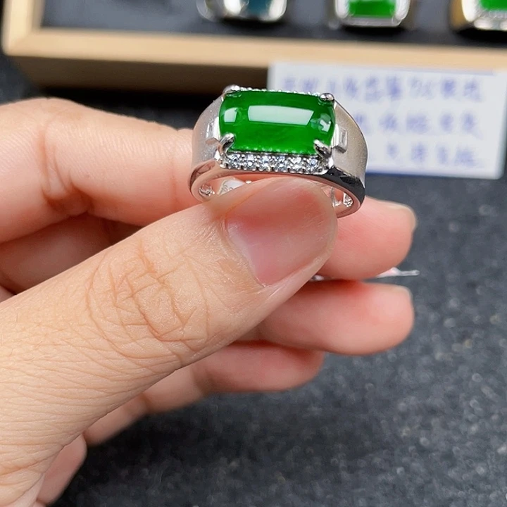 翡翠戒指银S925镶嵌编号3466没有运费险