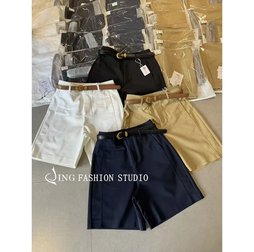 《冰爽裤》夏季新款79122时尚纯色短裤休闲百搭五分春夏简约修身