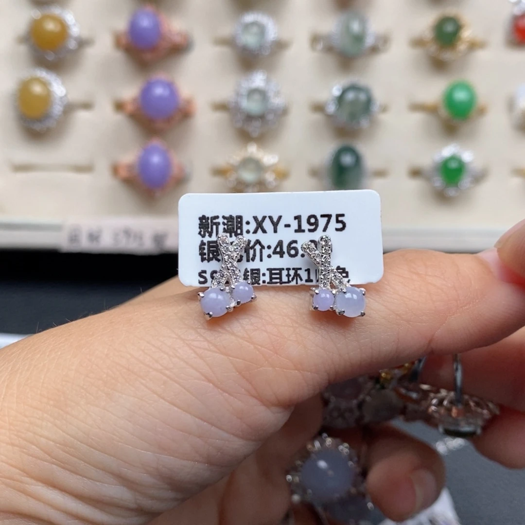 翡翠戒指银S925镶嵌戒指