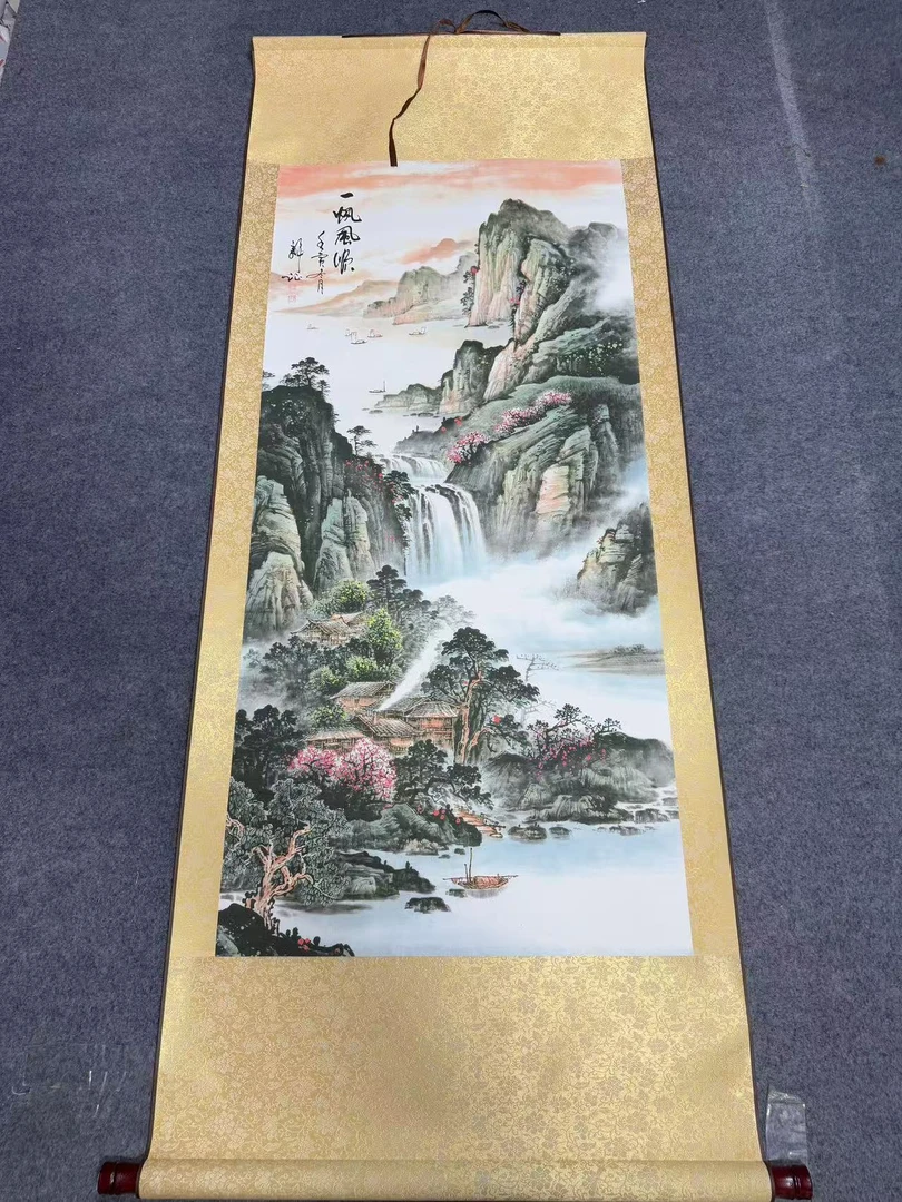 《一帆风顺山水》 宽60高160国画